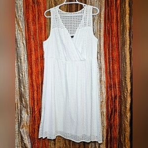 Lane Bryant White Eyelet Sleeveless Dress